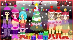 1boy 2022 2d 5girls amber_lightvale bete_noire big_breasts brown_hair cat_ears cat_tail catboy chara christmas christmas_tree color dark-skinned_female dark_zixy frisk glitchtale green_eyes harem light-skinned_female lingerie neko nekomata_hiroshkatu_(miguel16310) oc original original_character pink_eyes pink_highlights presents red_eyes rosy_cheeks rule_63 sprite sprite_art tagme undertale undertale_(series) zixy