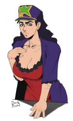 1girls black_hair breasts dorkbum female female_jotaro female_only fully_clothed hat human jojo's_bizarre_adventure jotaro_kujo light-skinned_female light_skin long_hair rule_63 shounen_jump solo tagme