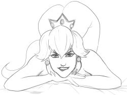 biting_lip biting_own_lip black_and_white mario_(series) multthedolt princess_peach sketch solo