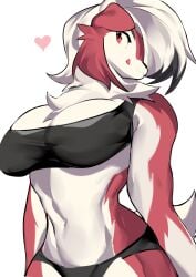 absurd_res anthro aspirindabaitu big_breasts breasts female furry hi_res lycanroc mx99926 pokémon_(species) pokemon thick_thighs wide_hips