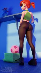 1girls 3d 3d_(artwork) ass blender blenderknight clothing female human leggings nickelodeon pale_skin red_hair smooth_skin solo_female the_fairly_oddparents tight_clothing vicky_(fairly_odd_parents)