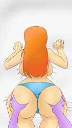 2girls ass_focus badeline big_ass butt_focus butt_grab celeste_(game) madeline_(celeste) offscreen_character orange_hair underwear unseen_female_face yuri