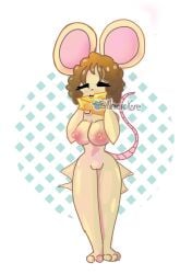 big_breasts big_pussy cheese ear_piercing feet furry mouse_ears mouse_girl mouse_tail mousy_(piggy) naked nakorokore piggy_(game) roblox roblox_game short_hair tagme twitter_username watermark