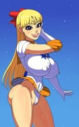 areola_bulge areolae ass bare_legs big_breasts big_lips bimbo bishoujo_senshi_sailor_moon blonde_hair blue_eyes bow breasts bubble_butt busty cameltoe choker clothing earrings erect_nipples erect_nipples_under_clothes female female_focus female_only gloves hori_hiraki hourglass_figure large_breasts leotard lipstick long_hair microskirt minako_aino nipple_bulge pinup pinup_pose pose posing sailor_uniform sailor_venus skirt wide_hips