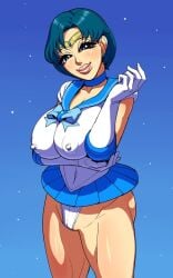 ami_mizuno areola_bulge areolae ass bare_legs big_breasts big_lips bimbo bishoujo_senshi_sailor_moon blue_eyes blue_hair breasts bubble_butt busty cameltoe choker clothing earrings erect_nipples erect_nipples_under_clothes female female_focus female_only gloves hori_hiraki hourglass_figure large_breasts leotard lipstick microskirt nipple_bulge pinup pinup_pose pose posing sailor_mercury sailor_uniform short_hair skirt wide_hips