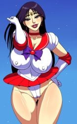 areola_bulge areolae ass ass_visible_through_thighs bare_legs big_breasts big_lips bimbo bimbo_lips bishoujo_senshi_sailor_moon black_hair breasts busty cameltoe choker clothing earrings erect_nipples erect_nipples_under_clothes eyelashes eyeshadow female female_focus female_only gloves hori_hiraki hourglass_figure large_breasts leotard lipstick long_hair makeup mascara microskirt nipple_bulge nipples_visible_through_clothing pinup pinup_pose pose posing purple_eyes red_lipstick rei_hino sailor_mars sailor_uniform skirt thick_thighs wide_hips