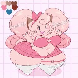 1girls anthro big_breasts breasts clefairy female moonraige moonstadew nintendo pokemon shortstack thick_thighs wide_hips