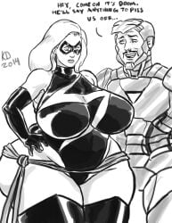 1boy 1girls 2014 avengers big_breasts breasts carol_danvers chubby chubby_female english_text female iron_man kawaiidebu male marvel marvel_comics ms._marvel ms._marvel_(carol_danvers) pawg straight_hair superhero superheroine text tony_stark wide_hips