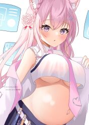 big_belly cat_ears hakui_koyori hololive hololive_japan holox pregnant underboob virtual_youtuber vtuber