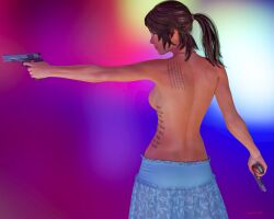 3d athletic athletic_female brown_hair busty female female_focus female_only hourglass_figure lara_croft lara_croft_(survivor) long_hair tagme tattoo tomb_raider tomb_raider_(survivor) wide_hips yosigalo