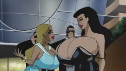 2boys 2girls accurate_art_style alternate_breast_size amazon big_breasts bimbo bimbo_lips bimbofication black_hair blonde_female blonde_hair blonde_hair_female blue_eyes breasts breasts_bigger_than_head brunette dc_comics dcau diana_prince dress earrings edit enormous_breasts eyeshadow gigantic_breasts hoop_earrings huge_breasts justice_league justice_league_unlimited large_breasts lipstick makeup massive_breasts princess princess_audrey royal royalty screenshot screenshot_edit security_guard top_heavy wonder_woman wonder_woman_(series) woot