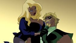 1boy 1girls alternate_breast_size beard big_breasts black_canary blonde_female blonde_hair blonde_hair_female blonde_hair_male blonde_male breasts breasts_bigger_than_head choker crying dc dc_comics dcau dinah_lance enormous_breasts female gigantic_breasts goatee green_arrow high_resolution huge_breasts justice_league_unlimited large_breasts lipstick massive_breasts moustache muscular_male oliver_queen png screenshot superhero superheroine tears top_heavy woot