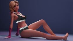 1girls 3d blacked blacked_clothing blender blonde_hair blue_background breasts female female_only fortnite gwen_stacy gwen_stacy_(spider-verse) human human_only light-skinned_female light_skin lingerie looking_at_viewer marvel marvel_comics panties sitting solo solo_female spider-gwen spider-gwen_(fortnite) spider-man_(series) sports_bra third-party_edit x_redeyes