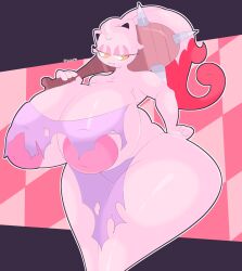 breasts female hand_on_hip huge_breasts nintendo paradox_pokemon pokémon_(species) pokemon scream_tail sharp_teeth thick_thighs video_games voctopie wide_hips