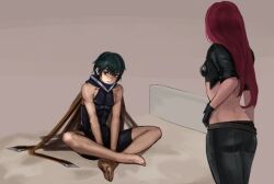 1boy age_difference bed black_hair brother_and_sister female incest katarina_du_couteau league_of_legends nervous nude nude_male red_hair tagme talon_du_couteau