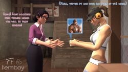 1futa 1girls 3d dialogue english_text excessive_foreskin female femscout foreskin funnyfrenchfemboy futa_on_female futanari huge_cock light-skinned_female light-skinned_futanari light_skin miss_pauling self_upload team_fortress_2 text tf2