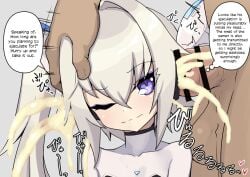 android bar_censor casual censor_bar censored cum cum_in_ear cum_through cum_through_ears dark_skin ear_fuck ear_penetration english_text female living_onahole male mind_break ninopal pale_skin sole_female translated white_hair