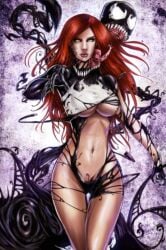 1girls alien artist_request big_breasts breasts curvy female female_focus female_only long_hair marvel marvel_comics mary_jane_watson red_hair solo spider-man_(series) straight_hair symbiote symbiote_takeover venom venom_(marvel) wide_hips