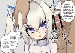 android casual dark_skin ear_fuck ear_penetration english_text female living_onahole male mind_break ninopal pale_skin sole_female tagme translated white_hair