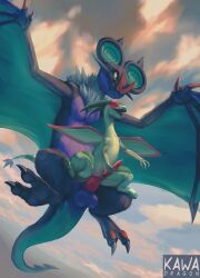 2_toes anal anal_sex balls big_dom_small_sub claws cloud dominant drakawa duo feet feral feral_on_feral feral_penetrated feral_penetrating feral_penetrating_feral flygon flying generation_3_pokemon generation_6_pokemon genitals green_body in_midair low-angle_view male male/male male_penetrated male_penetrating male_penetrating_male membrane_(anatomy) membranous_wings nintendo noivern penetration penile penile_penetration penis_in_ass pokemon pokemon_(species) sex size_difference sky smaller_penetrated toe_claws toes wings