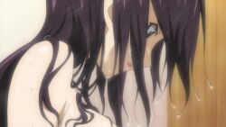 bathing blue_eyes breasts brown_hair dark_hair infinite_stratos long_hair looking_down screencap screenshot shinonono_houki shower showering side_view water wet wet_hair