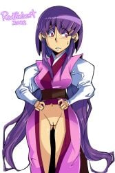 ayeka_masaki_jurai breasts female lift long_hair no_panties oriental purple_hair pussy radlionheart skirt_lift tenchi_muyo!