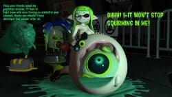 3d agent_3_(splatoon) belly_button big_belly bloated_belly captain_(splatoon_3) commander_tartar crying dialogue green_hair hyper_belly inflation inkling inkling_girl internal_view mutant octarian one_eye_closed orange_eyes outie_navel sfm source_filmmaker splatoon stomach tears vore