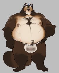 2023 anthro asian_clothing belly big_belly brown_body canid canine closed_eyes clothing east_asian_clothing fundoshi japanese_clothing male mammal moobs nipples overweight overweight_male raccoon_dog roseonapot simple_background solo tanuki underwear white_clothing white_fundoshi white_underwear