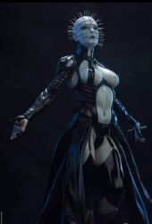 1girls 3d artist_request bald_female big_breasts breasts curvy curvy_female curvy_figure female female_only genderswap_(mtf) hellraiser monster_girl nailed nightmare_waifu pale-skinned_female pinhead rule_63 self_mutilation solo wide_hips