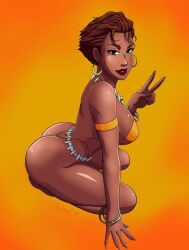 1girls african african_female artist_request ass big_ass big_breasts breasts curvy dark-skinned_female dark_skin dc dc_comics female female_only justice_league mari_jiwe_mccabe melanin short_hair solo superheroine vixen_(dc) voluptuous voluptuous_female wide_hips