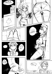 1girls 8koma against_wall biku bus comic couldn't_hold_it desperate hospital need_to_poop night nurse nurse_cap nurse_uniform original original_character panties poop_desperation relief scat shitting shitting_self soiling_underwear speech_bubble tights walking