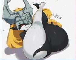 1girls artist_signature ass blonde_hair dat_ass female helmet huge_ass imp midna nagilamagykalz nyztsune presenting_hindquarters shortstack smile the_legend_of_zelda the_legend_of_zelda:_twilight_princess