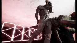 3d amalgene animated bending_over fit interspecies monster sci-fi science_fiction standing standing_doggy_style video_games yoga_pants
