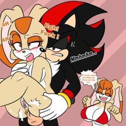 1:1 ahe_gao anal anal_sex anthro ass big_breasts bodily_fluids breast_grab breasts butt_grab cheers cream_the_rabbit duo eulipotyphlan female hand_on_breast hand_on_butt hedgehog hi_res lagomorph leporid looking_pleasured male male/female mammal penetration rabbit sega shadow_the_hedgehog sonic_(series) sonic_the_hedgehog_(series) soulyagami64 sweat sweatdrop text vanilla_the_rabbit
