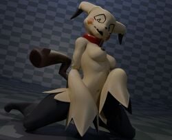 3d_(artwork) anthro blender_(artwork) breasts clothing collar cute_fangs digital_media_(artwork) fangs female generation_7_pokemon ghost legwear mammal mimi_(sealer4258) mimic mimikyu mouse murid murine nintendo pokemon pokemon_(species) ponlab pose posed rodent seam_(sewing) simple_background size_difference slim slim_anthro small_breasts small_waist smaller_female smile solo spirit stockings teeth