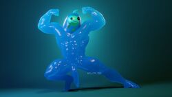 1boy biceps blue_skin completely_nude erection flexing fortnite full_body large_penis male muscular muscular_male non-human non-human_only nude penis rippley_(fortnite) solo toony