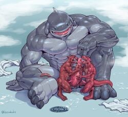 3boys abs animal_genitalia anthro bara beralin berububs big_dom_small_sub big_penis blowjob dragon erect_penis erection gantu gay gay_sex height_difference huge_cock large_penis lilo_and_stitch male male/male male_only muscular muscular_male oral pecs pleasure_face saliva size_difference sloppy sweat sweatdrop sweating sweaty_body thick_penis unusual_genitalia veiny_penis yaoi