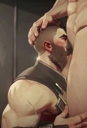 2d 3d ai_assisted ai_generated ai_video animated animation arcane bara beard blowjob brown_hair close_up closed_eyes dangling_testicles deepthroat gay gay_blowjob giving_head grabbing_head himbo holding_thigh kneeling kneeling_oral_position league_of_legends male_focus male_only masculine_male muscular_arms muscular_bottom muscular_male muscular_thighs noxian_soldier oral_penetration orgasm pubic_hair receiving_pov rictus_(arcane) rictus_(league_of_legends) side_view sucking_penis tagme uncensored video yaoi