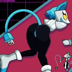 1girls accurate_art_style ass bent_over blue_pussy deltarune deltarune(series) deltarune_chapter_2 electronics fat_ass female furry heavenly_ass kitsunemayson looking_at_viewer pixel_art presenting pussy robot tail tasque_manager_(deltarune) thick_ass thick_thighs undertale_(series) vagina