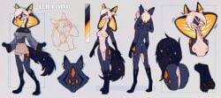 absurd_res anthro bottomwear canid canine claws clothing cobra fangs female fluffy fluffy_tail forked_tongue fox hi_res hybrid lonerdemiurge mammal model_sheet nipples pawpads paws reptile scalie shorts slim smile snake snake_hood space spots star sweater tail teeth tongue tongue_out topwear vulva