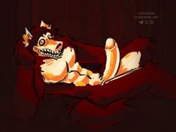 1boy anthro anthrofied big_penis canid canine creepypasta cvinodor felid feline furry long_penis looking_at_viewer male male_only muscles muscular sketch smile smile_dog solo