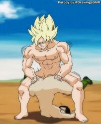 1boy abs age_difference ass barefoot black_hair blonde_hair blue_sky blush boots bottomless clenched_teeth clothing cloud day dragon_ball dragon_ball_z feet female footwear gmr green_eyes male muscles muscular muscular_male nipples nude older_male older_man_and_teenage_girl older_man_and_younger_girl outdoors pectorals saiyan sex shirt short_hair sky son_goku spiky_hair straight super_saiyan super_saiyan_1 taken_from_behind teenage teenage_girl teeth tied_hair toei_animation top-down_bottom-up twintails videl white_shirt younger_female