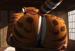 1girls ai_generated ass ass_focus big_ass big_butt bubble_ass bubble_butt down female female_focus female_only furry furry_female furry_only furryainudes kung_fu_panda master_tigress no_panties pants_down presenting_ass tagme tail
