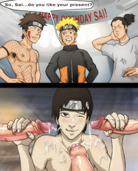 4boys anma big_penis boner cum erection huge_penis inuzuka_kiba looking_pleasured male male_only multiple_boys muscular nara_shikamaru naruto penis sai straight_hair uncensored uzumaki_naruto yaoi