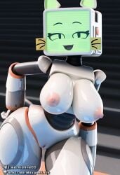 1girls ai_assisted ai_generated animal_ears big_breasts body_writing breasts cat_ears catgirl civitai computer_head computer_monitor computer_screen felid felid_humanoid feline female female_only fully_nude fully_nude_female heart_symbol kioline looking_at_viewer nipples nude nude_female open_mouth pink_nipples pink_pussy pur_03 pussy robot robot_cat robot_catgirl robot_girl robot_humanoid screen_face smile smiling_at_viewer solo solo_female solo_focus tv tv_head wide_hips
