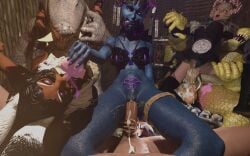 3d absurd_res anthro aphrodisiac barelymediocr3d bodily_fluids bunny_ears cowgirl_position crocodilian cum cum_in_pussy cum_inside felid feline female final_fantasy final_fantasy_xii final_fantasy_xiv final_fantasy_xiv_(legacy) forced fran_(ffxii) from_front_position genital_fluids group hi_res human lagomorph lizardman male male/female mammal miqo'te on_bottom on_top pussy rape reptile scalie sex square_enix viera womb_tattoo y'shtola_rhul