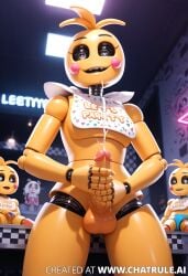 ai_generated cumshot fnaf hentai masturbation robot toy_chica toy_chica_fnaf yellow