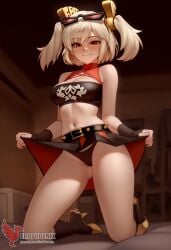 2d ai_generated ass bangs bare_shoulders big_ass black_bow bow erophoenix full_body long_hair looking_at_viewer looking_back navel nude oerba_yun_fang patreon_username pink_hair purple_eyes single_braid smile soles solo spread_legs streaked_hair sweat thick thick_thighs toes uncensored underwear