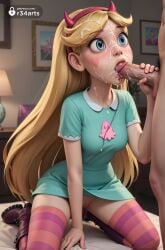 1boy 1boy1girl 1girls ai_generated blonde_hair blowjob blue_eyes blush boots breasts clothed_female_nude_male collared_dress cum cum_in_mouth cum_on_hair disney disney_channel disney_xd dress facial facial_mark fake_horns fellatio fingernails green_dress hairband heart hi_res horned_headwear horns indoors kneeling lips long_hair medium_breasts nail_polish no_panties nude oral penis pink_nails pink_thighhighs pubic_hair pussy r34arts short_sleeves solo_focus star_butterfly star_vs_the_forces_of_evil straight striped_clothes striped_thighhighs thighhighs uncensored