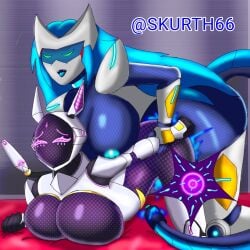 1futa 1girls big_breasts black_body cum cum_in_pussy cum_inside doggy_style dominant_futa female female_dominated futa_on_female futanari gigantic_breasts impregnation intersex robot_girl rough_sex skurth66 vaginal_penetration venus_(zzvinniezz) zatrina_the_robot